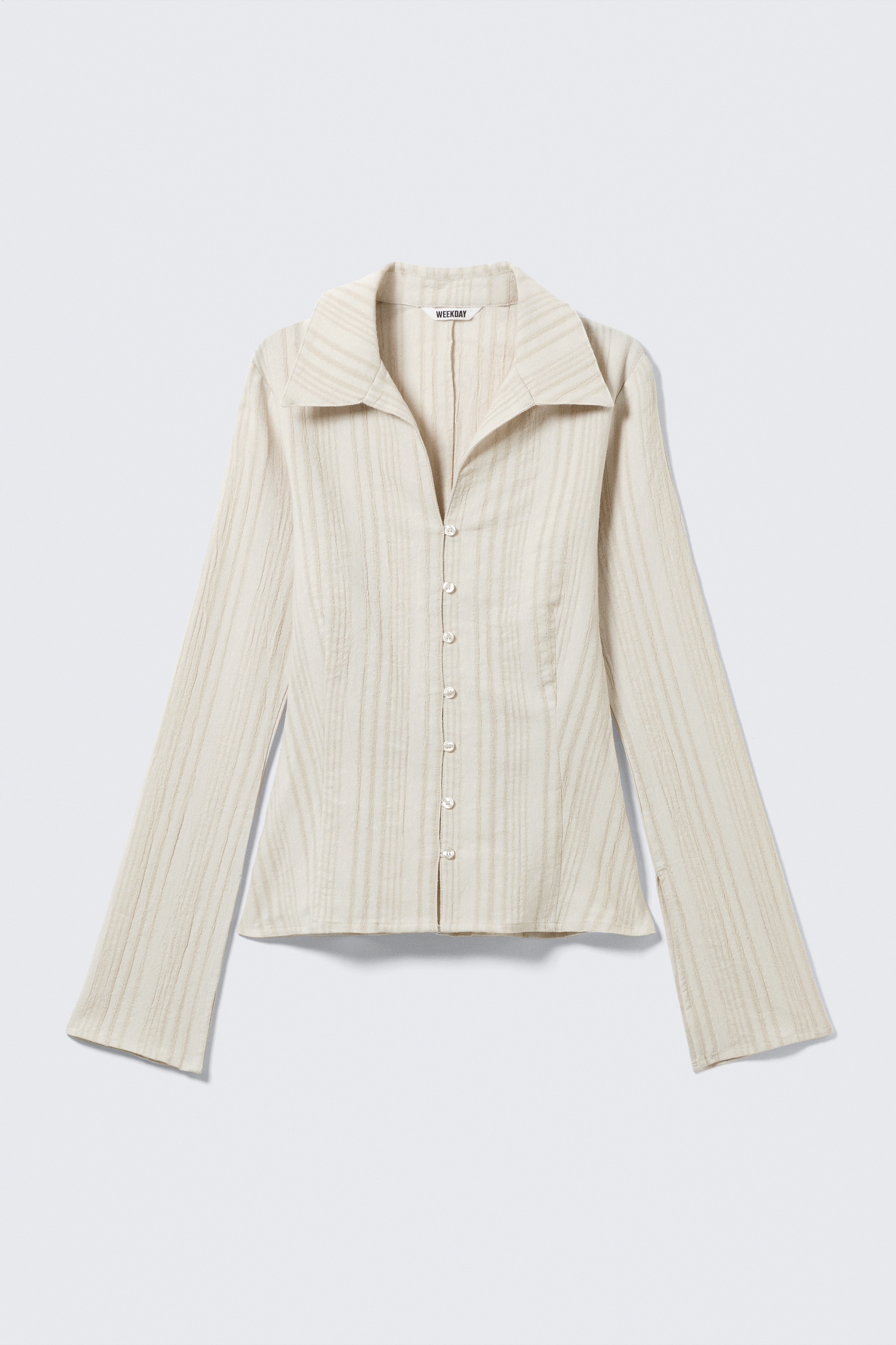 Karcsúsított, texturált blúz - Világos bézs