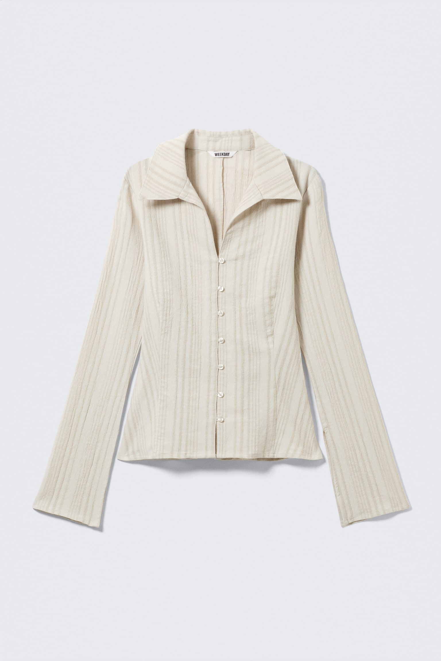 Bluzka o strukturalnej powierzchni Slim Fit - Jasnobeżowy