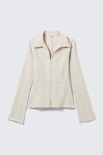 Lichtbeige - Blouse met textuur - Slim Fit - 0