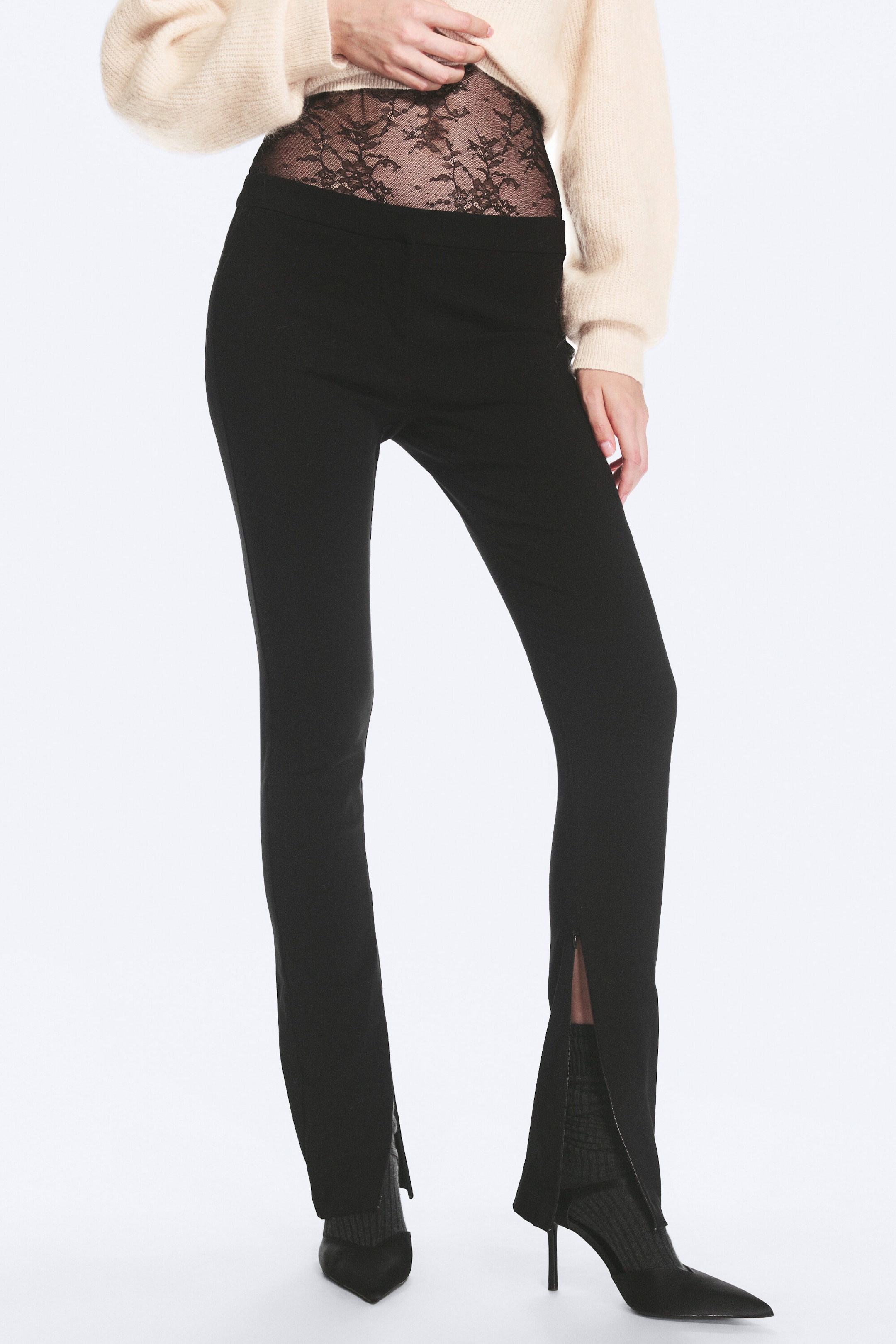 Black - Low-Rise Slim Suiting Trousers - 1