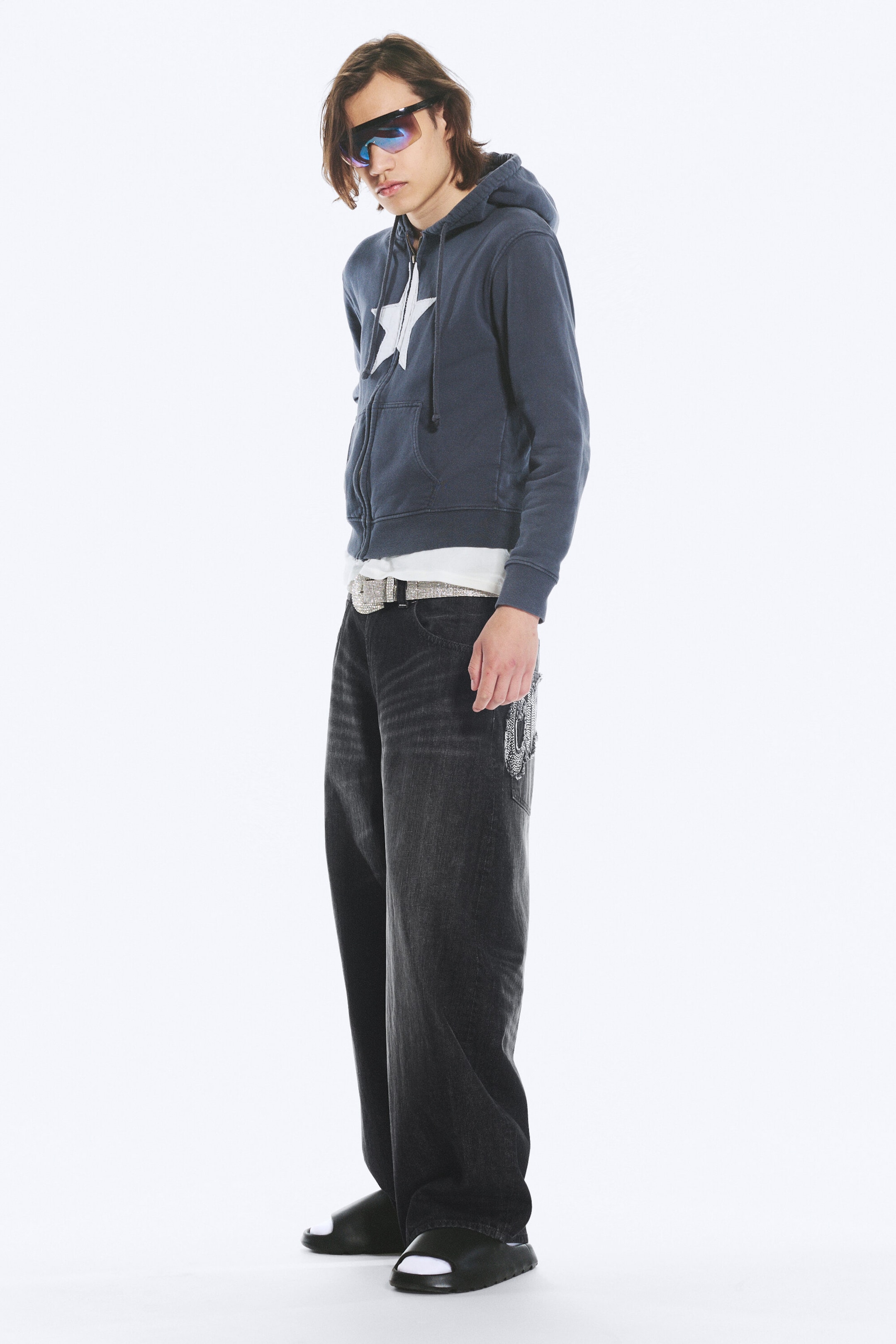 Hematite Black - Black - Dunno Way Unisex Low Rise Loose Barrel Jeans - 3