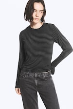Dunkelgrau gestreift - Transparentes Longsleeve-Shirt - 2
