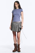 Dusty Washed Blue - Slim fit katoenen T-shirt met korte mouwen - 1