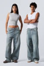 Torn Blue - Medium Blue - Astro Loose Baggy Leg Jeans