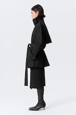 Black - FAUSTINA C OVERSIZED DOUBLE-BREASTED TRENCH COAT - 3