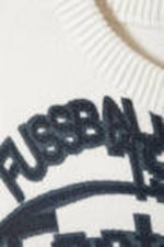 White - Fantazy Fussball Club - Regular Jacquard Knitted Graphic Sweater - 1