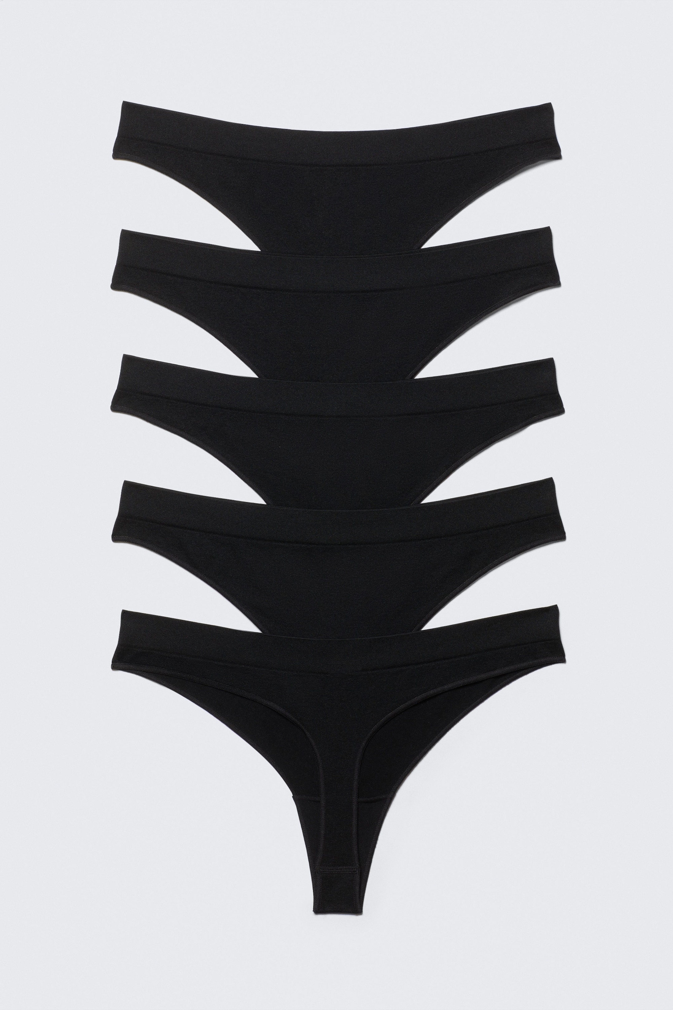 Black - 5-pack Seamless Thongs - 2