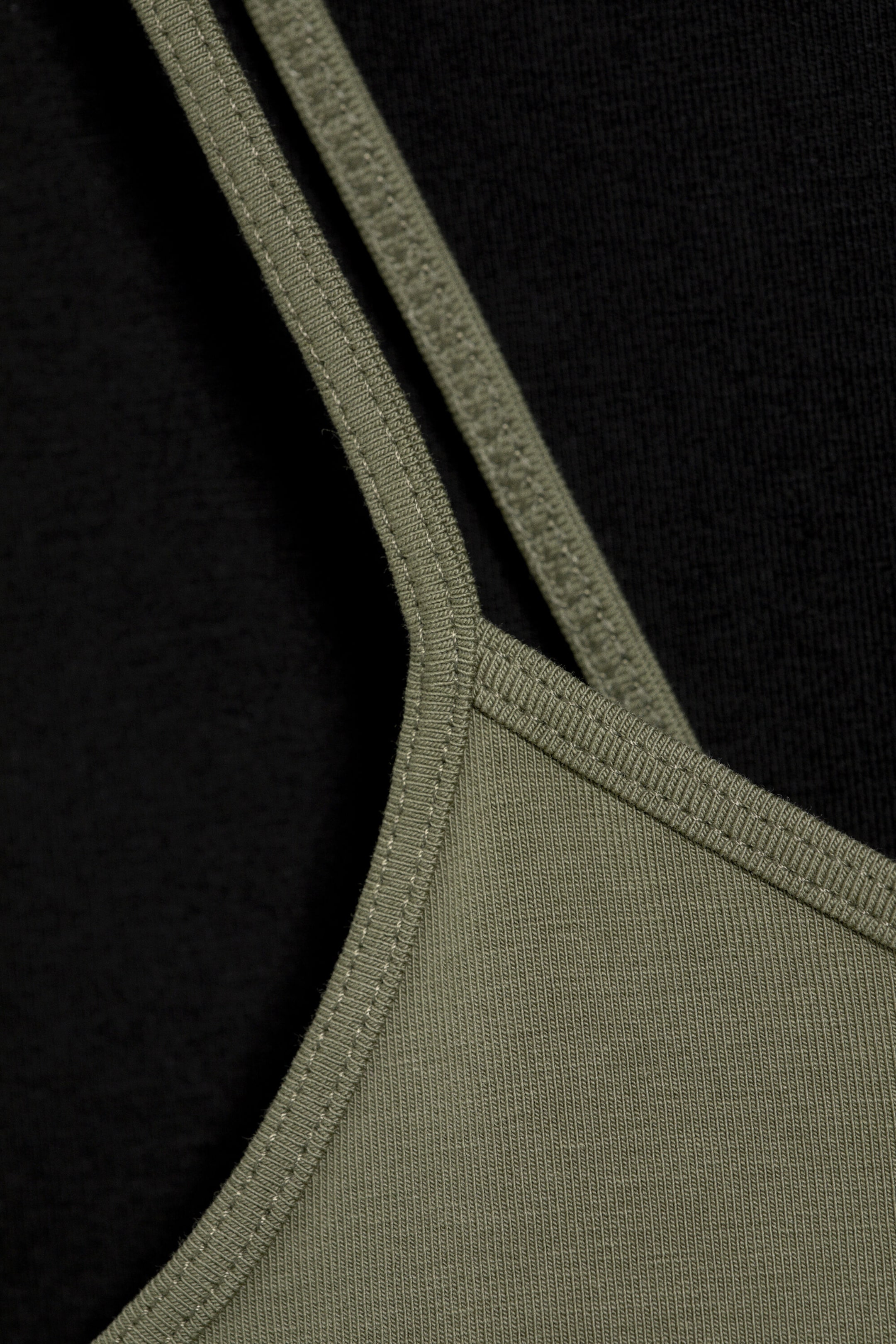 Black & Khaki Green - 2-pack smala v-ringade linnen i bomull - 1