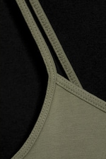 Black & Khaki Green - 2-pack smala v-ringade linnen i bomull - 1