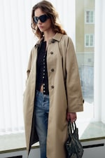 Dusty Beige + Dogtooth - Oversized Reversible Car Coat - 2
