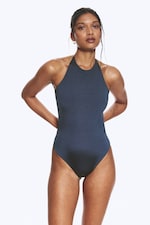 Bleu foncé - Maillot de bain dos nu à nouer - 0