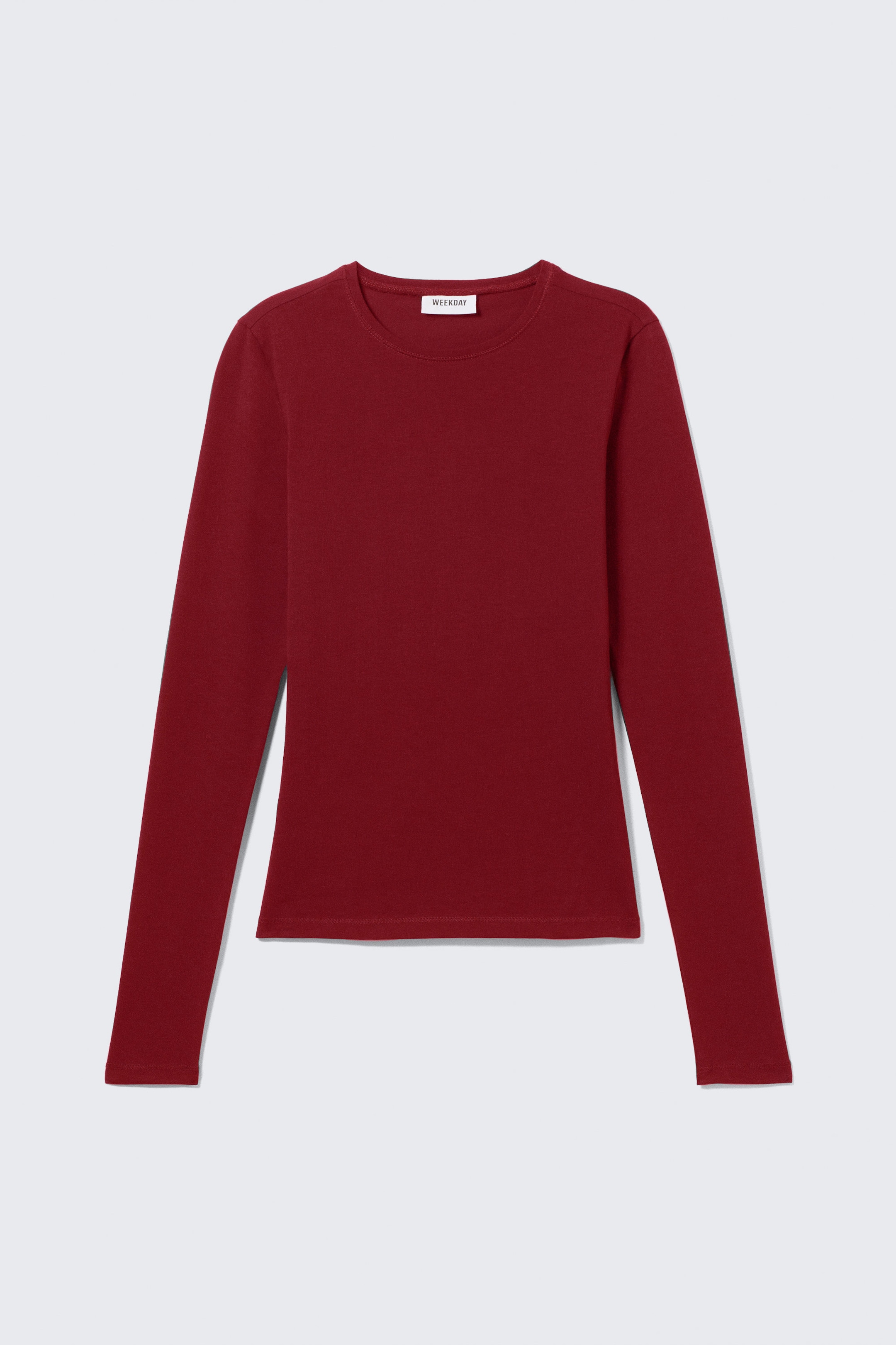 Dark Red - Slim Fitted Long Sleeve - 3
