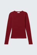 Dark Red - Slim Fitted Long Sleeve - 3