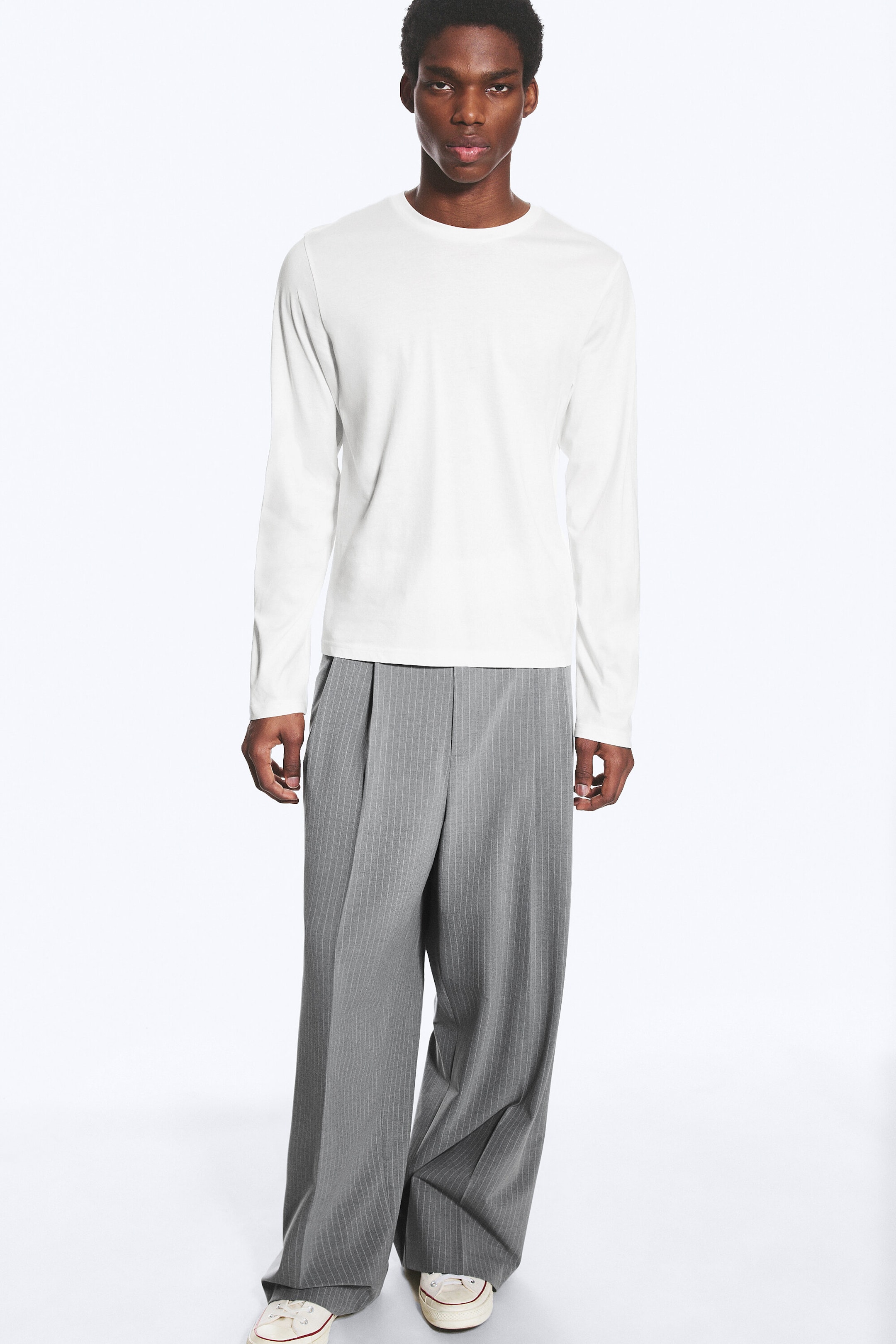 Vit - Tight långärmad t-shirt i bomull - 2