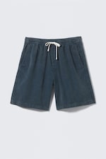 Dark Blue - Relaxed Corduroy Drawstring Shorts - 0