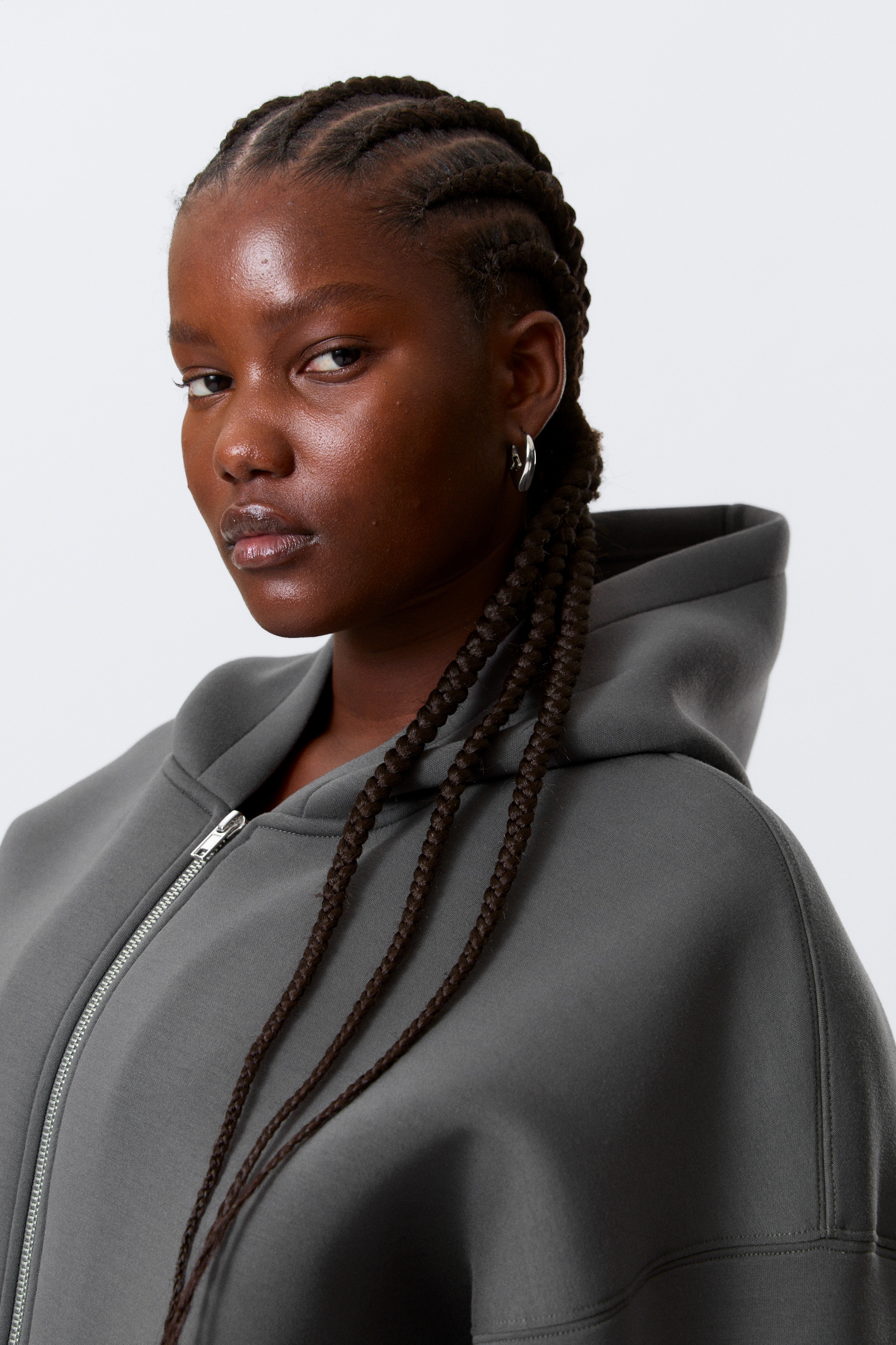 Agrandir l'image: Sweat à capuche zippé oversize en scuba - Gris foncé - FEMME | H&M CH 1