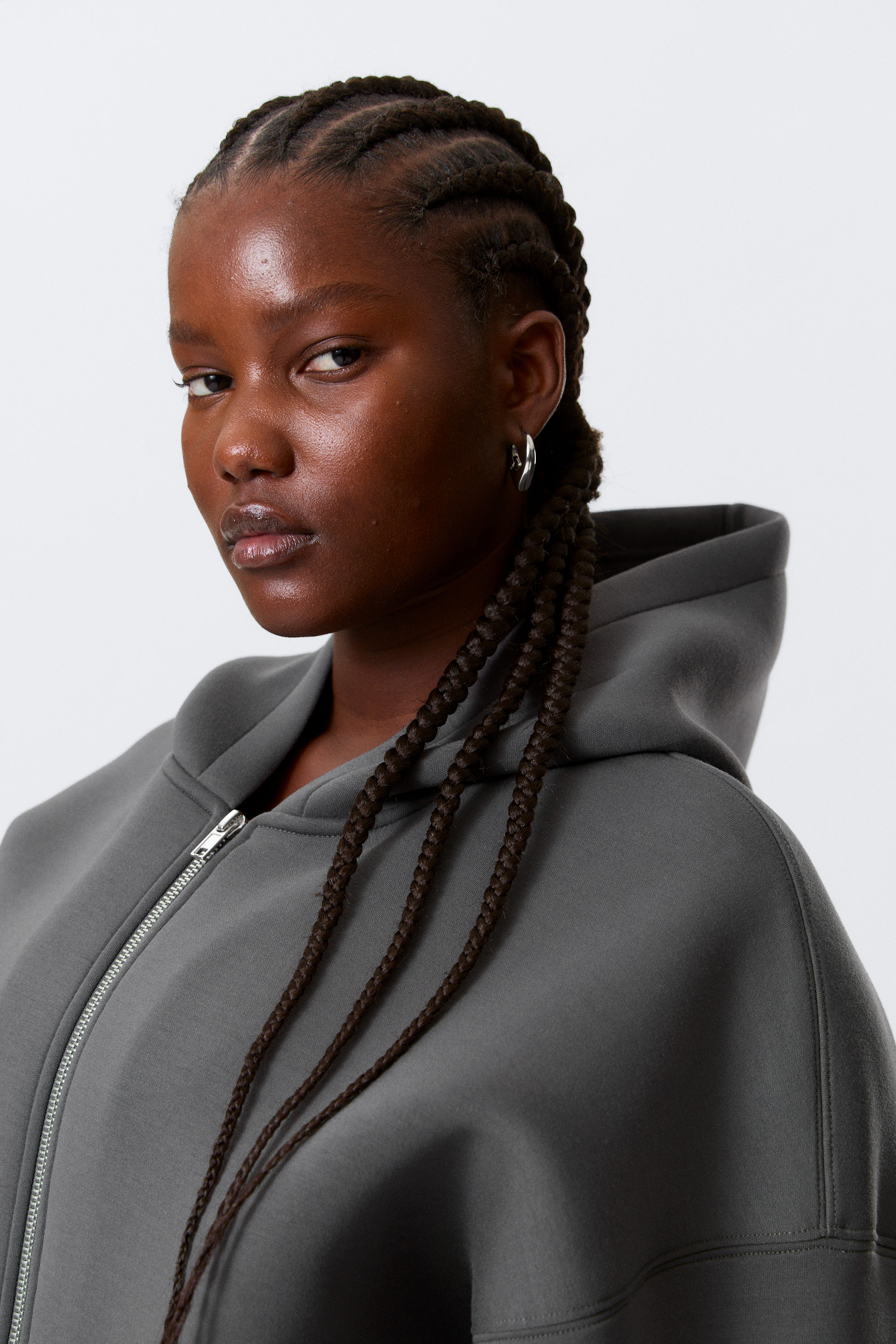 Dark Grey - Oversized Scuba Zip-Hoodie - 2