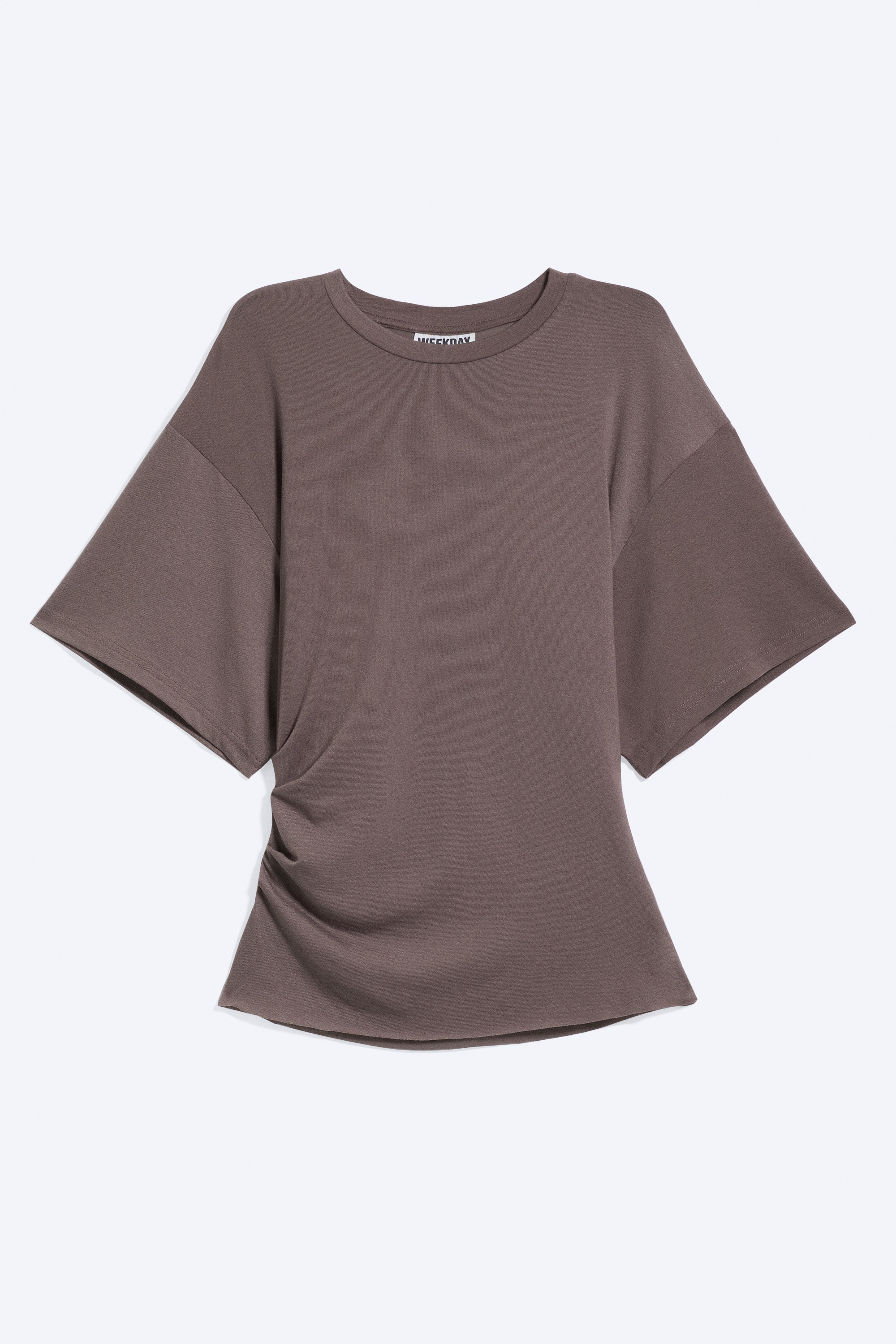 T-SHIRT DRAPPEGGIATA - Prugna polvere/Nero/Bianco/Grigio mélange/Nero/Verde kaki polvere/Grigio scuro a righe