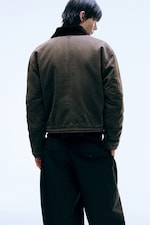 Dunkles Taupe - Übergangsjacke mit Kordelzug - 3
