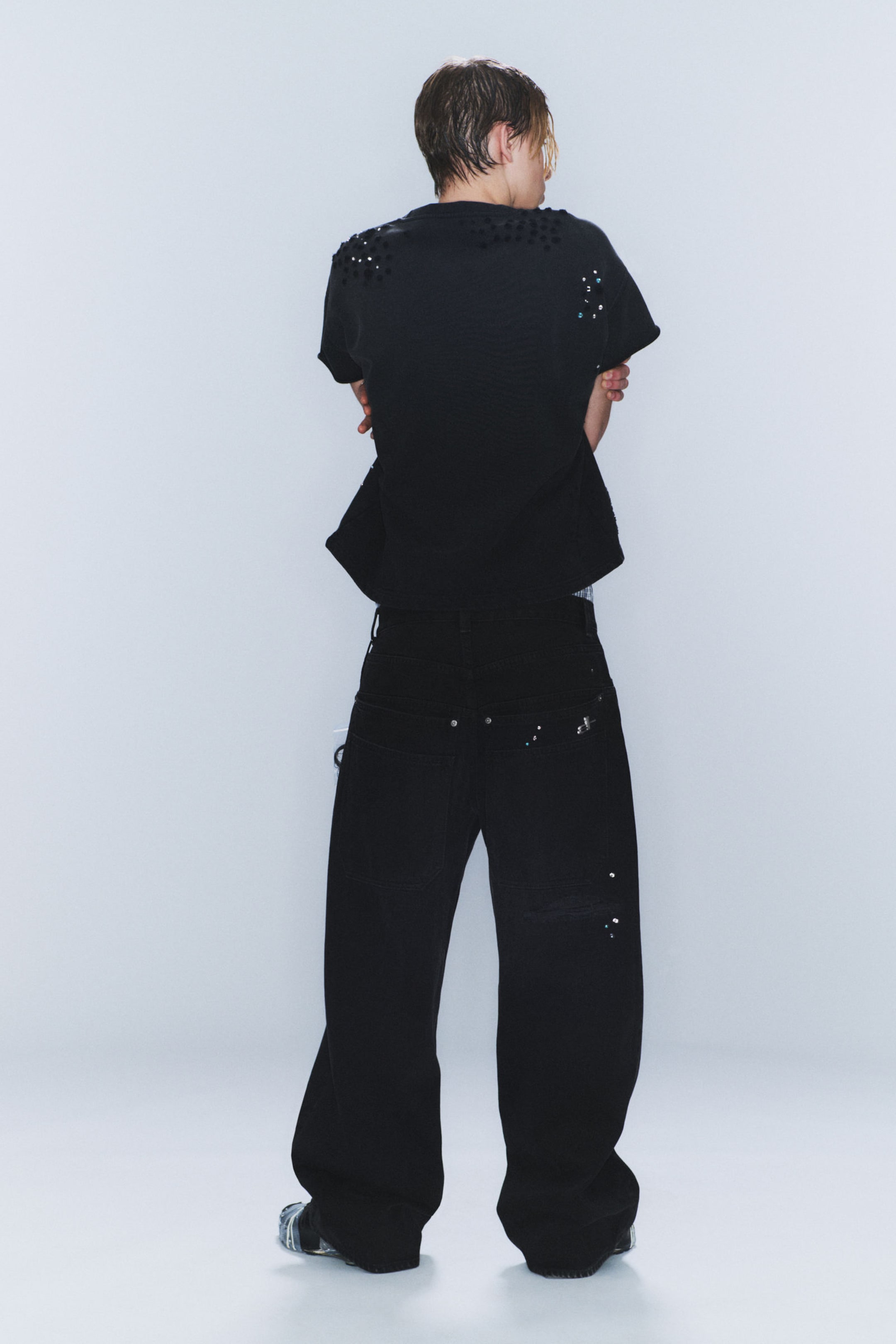 Vervaagd zwart - CM x LB Looser Black Crystallised Unisex Jeans - 2