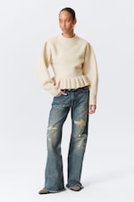 Off-white - Flounced Hem Knitted Sweater - 0
