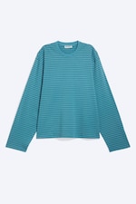 Türkis/Schwarz gestreift - Boxy Longsleeve aus Baumwolle - 3