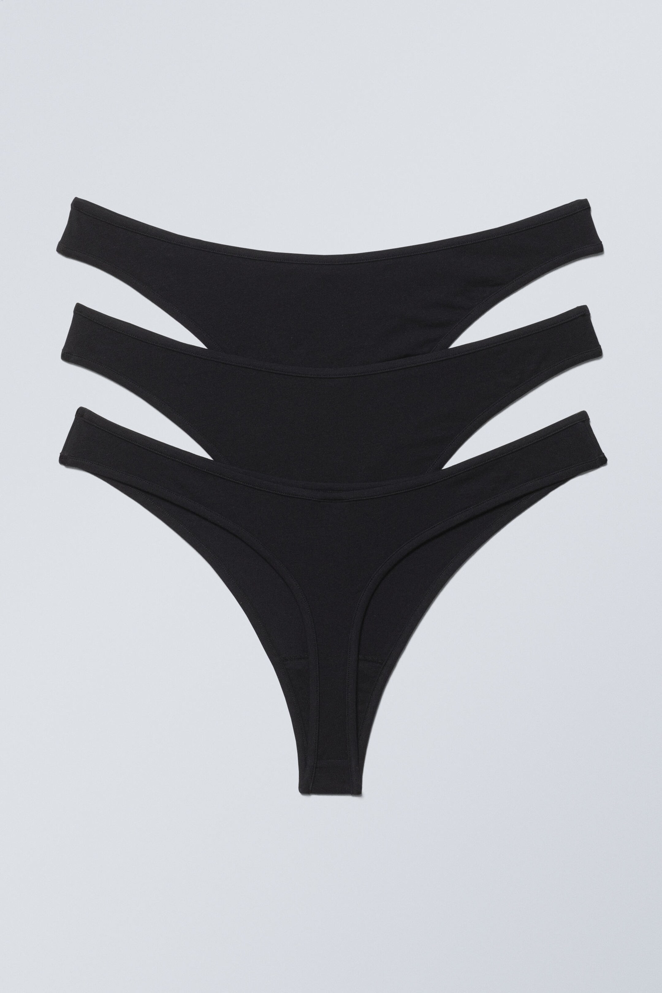 Black - 3-pack Jade Cotton Thong - 1