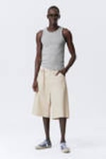 Ecru - Astro Loose Baggy Linen-Blend Shorts - 3