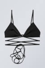 Schwarz - Triangel-Wickel-Bikinioberteil - 3