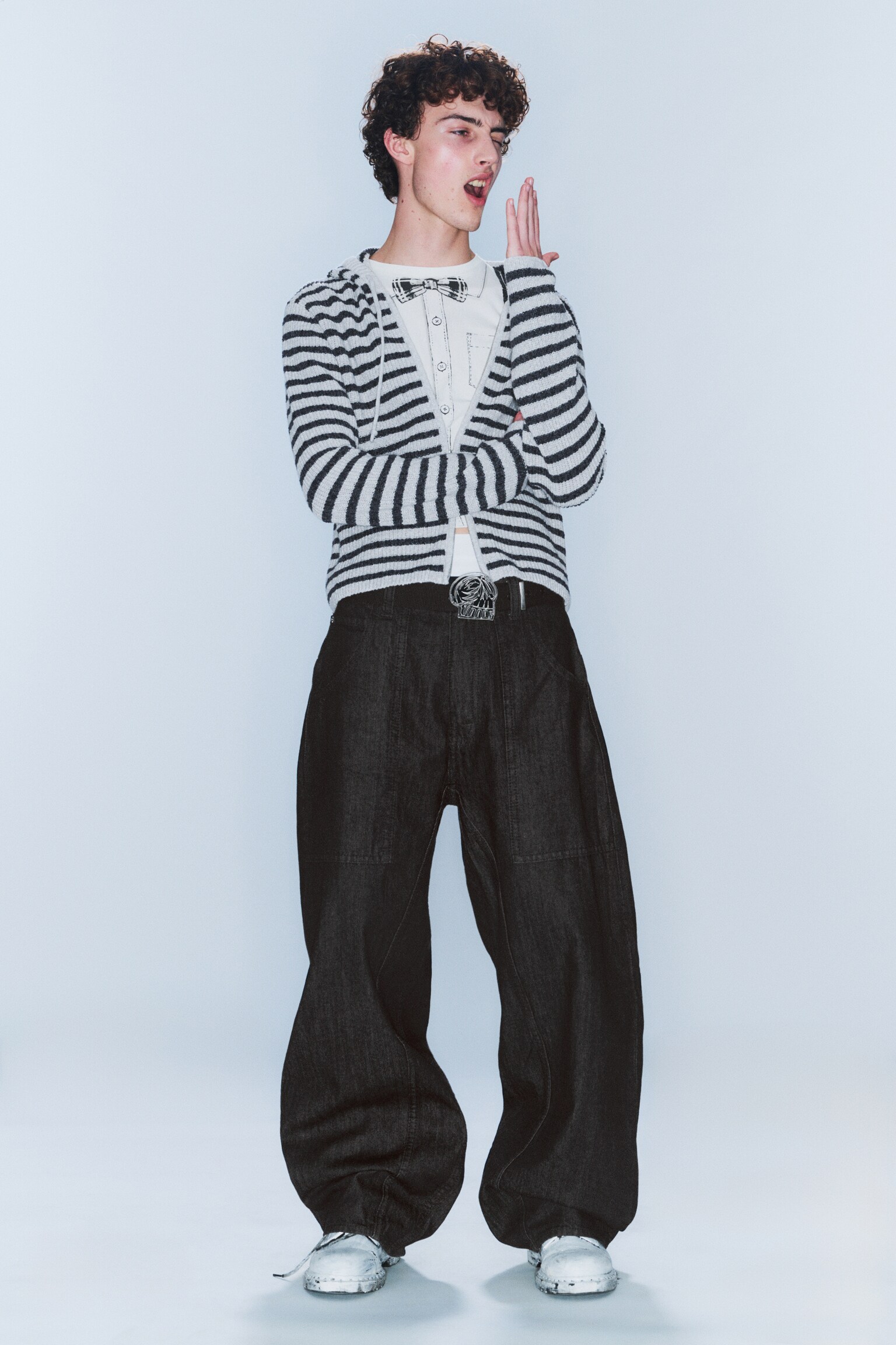 Jeans barrel unissexo de cintura baixa Dunno - Lavagem preta - Preto - 8