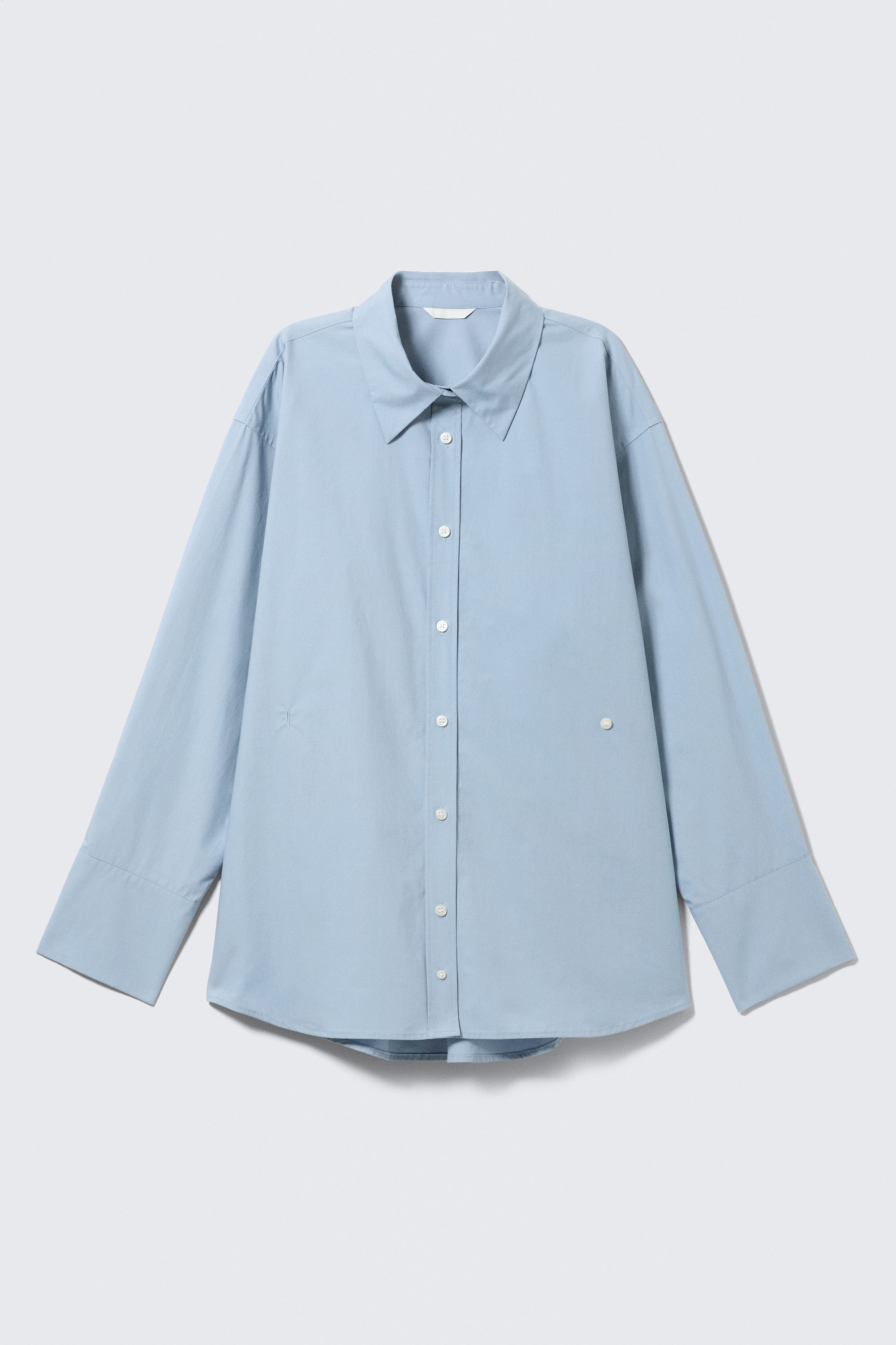 Light Blue - Cross-Buttoned Long-Sleeved Cotton Shirt - 5