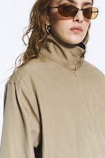 Beige - Veste décontractée en coton à col cheminée - 3