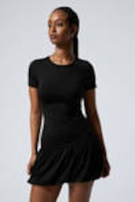 Schwarz - T-Shirt-Kleid mit Ballon-Silhouette - 1