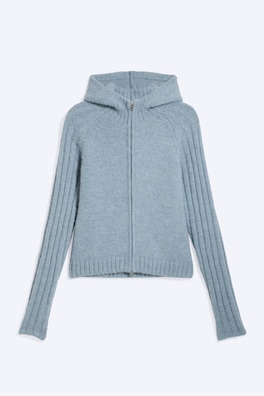 Stickad zip-hoodie