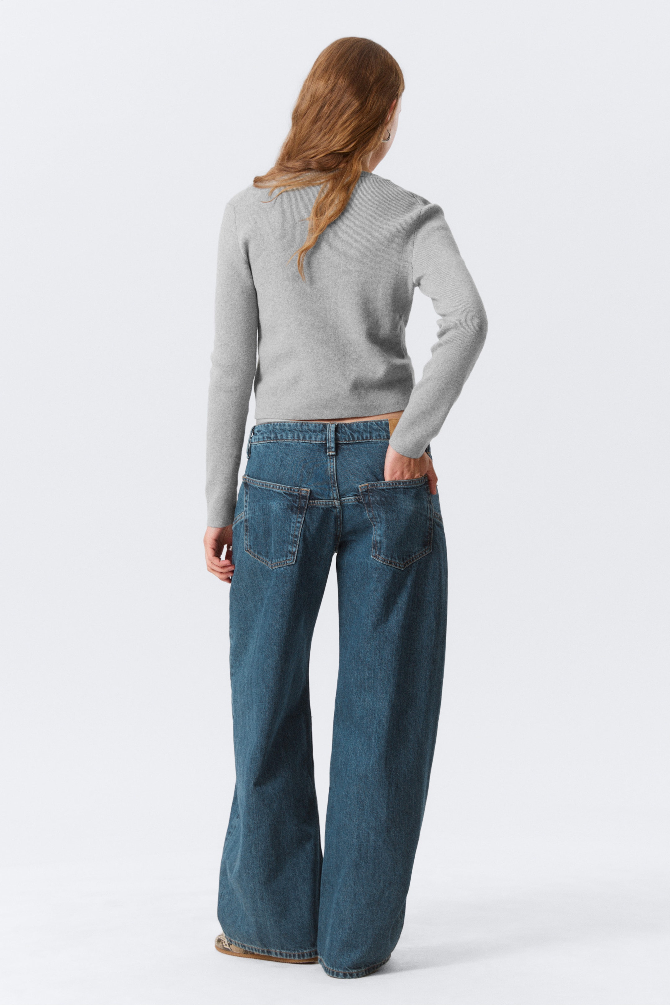 Blue Anthem - Medium Blue - High Waisted Curved-Yoke Barrel Jeans - 4