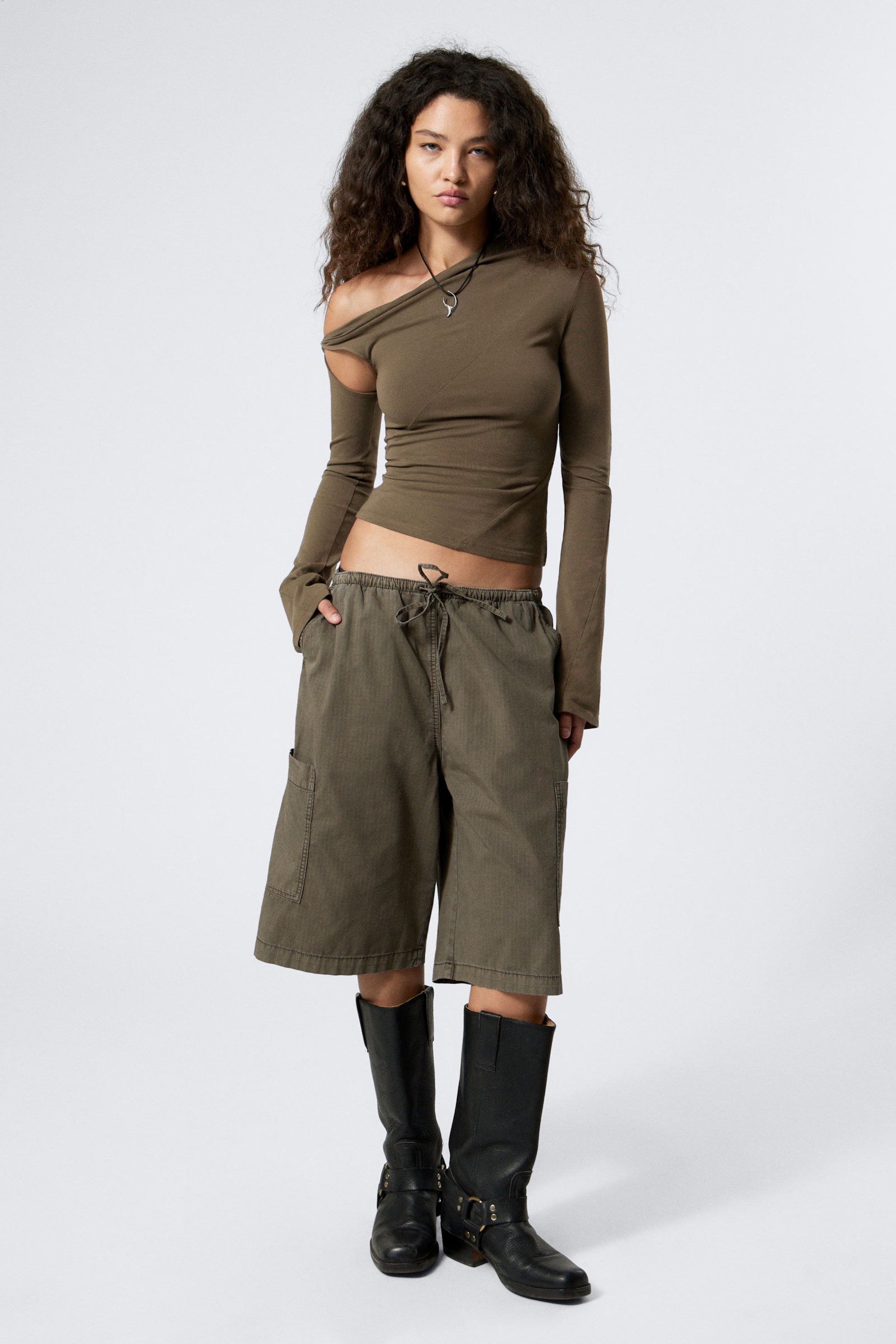 #58534F - Locker geschnittene Ripstop-Cargo-Shorts - 1