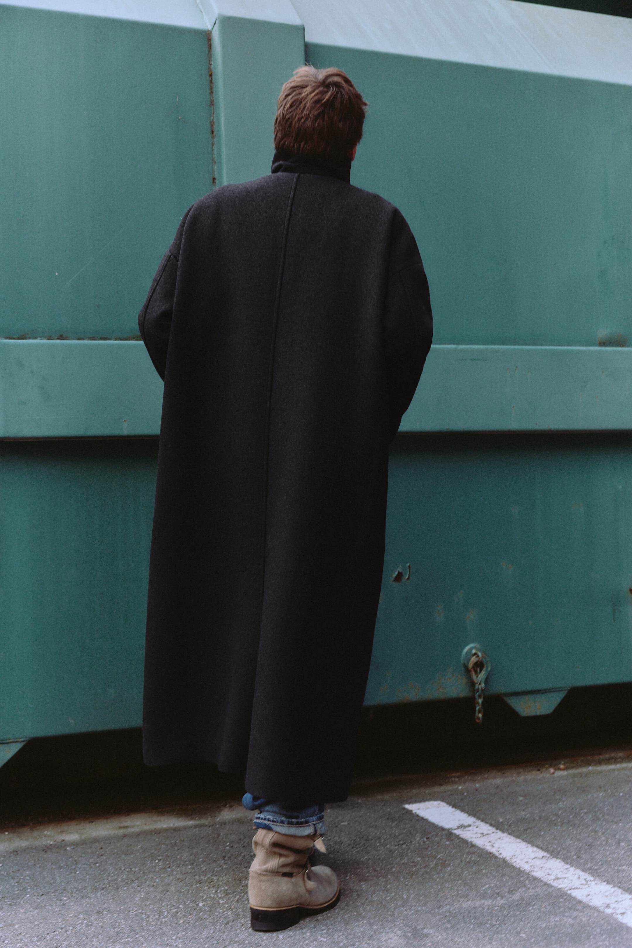 Black - Herringbone - Oversized Wool-Blend Car Coat - 4