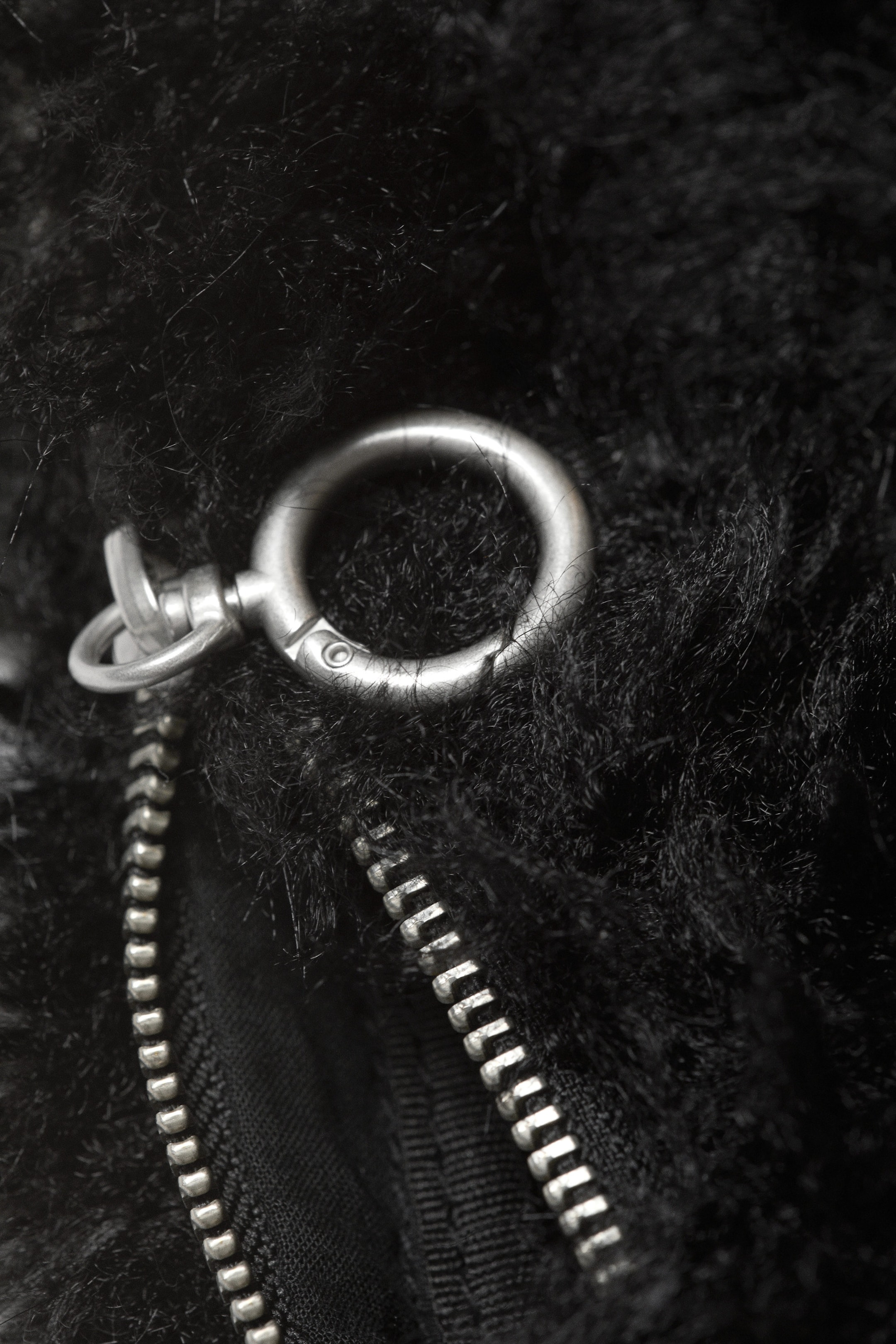 Black - Faux Fur Medium Zip Purse - 2