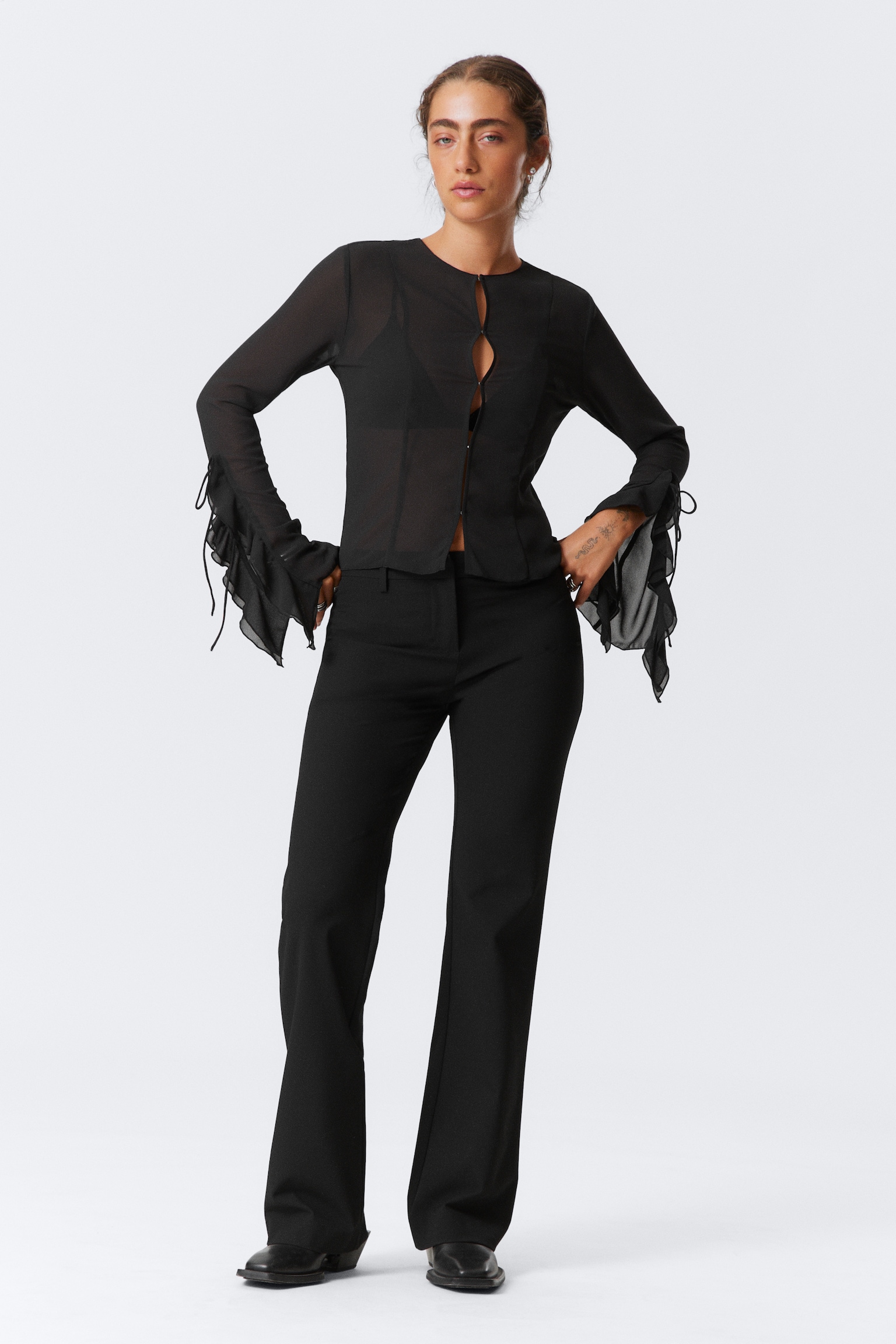 Flared Suiting Trousers - Black