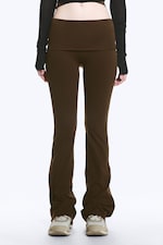 Dunkelbraun - Yoga-Leggings mit umgeschlagener Taille - 1