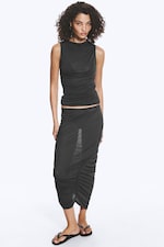 Gris foncé - Jupe asymétrique froncée taille basse - 0