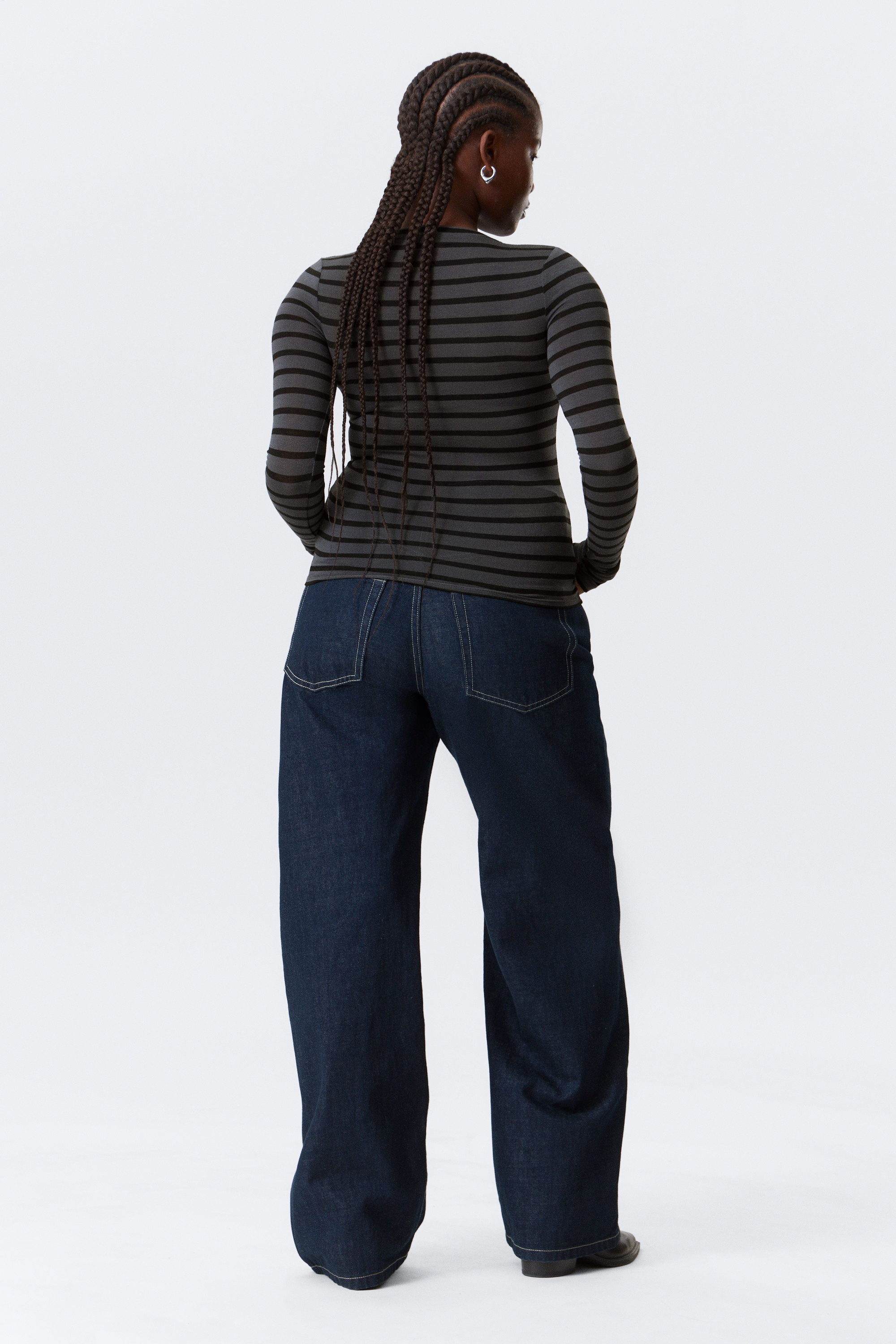 Black & Grey Stripes - Slim Long-Sleeved Henley Top - 5