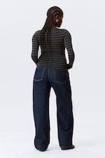 Black & Grey Stripes - Slim Long-Sleeved Henley Top - 3