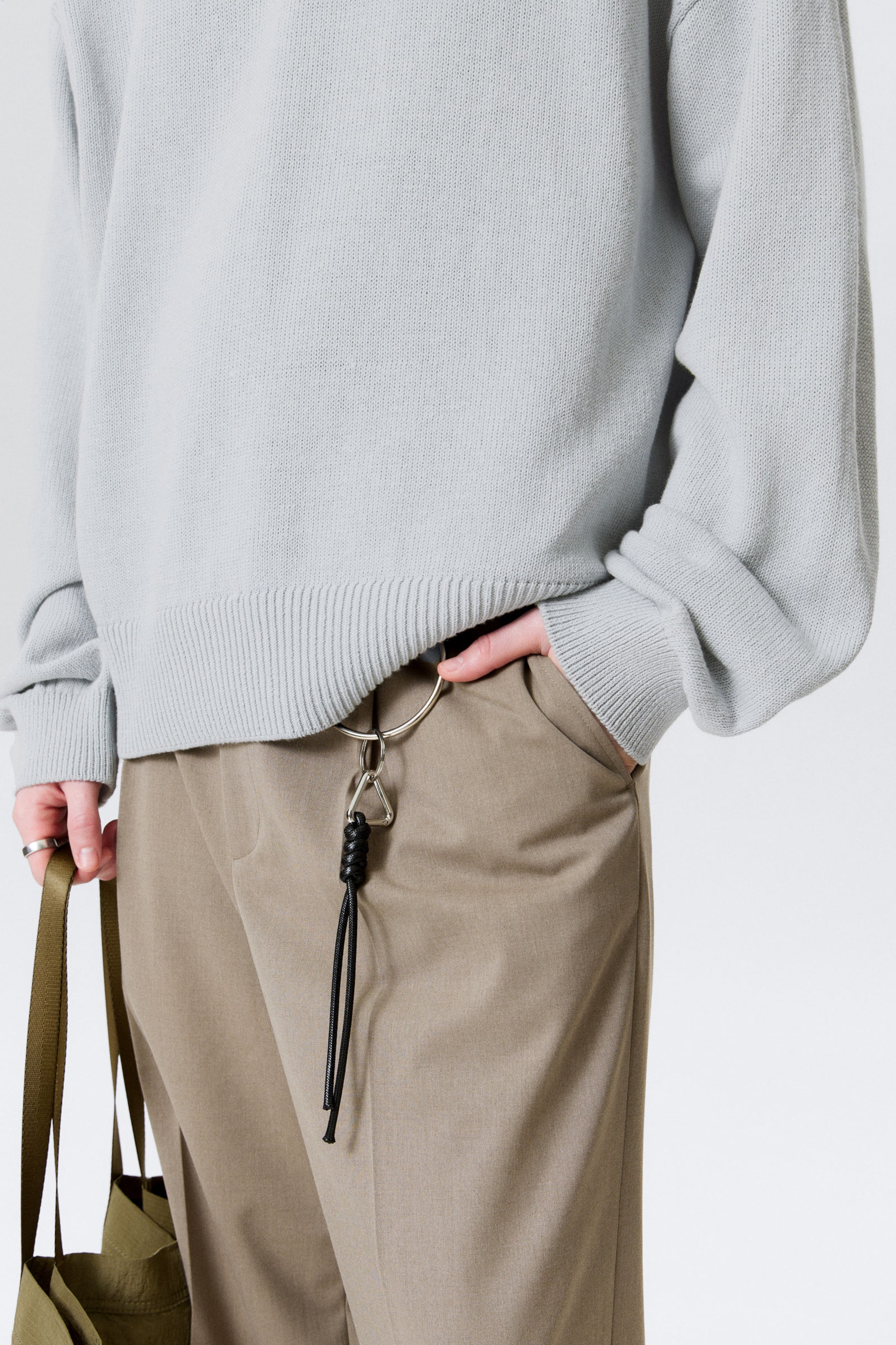 #BABFCC - Knitted Oversized Boxy Cotton Sweater - 2