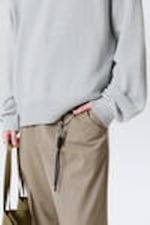 Light Dusty Blue - Knitted Oversized Boxy Cotton Sweater - 1