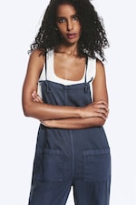 Blau - Bequeme Latzhose mit geradem Bein - 1