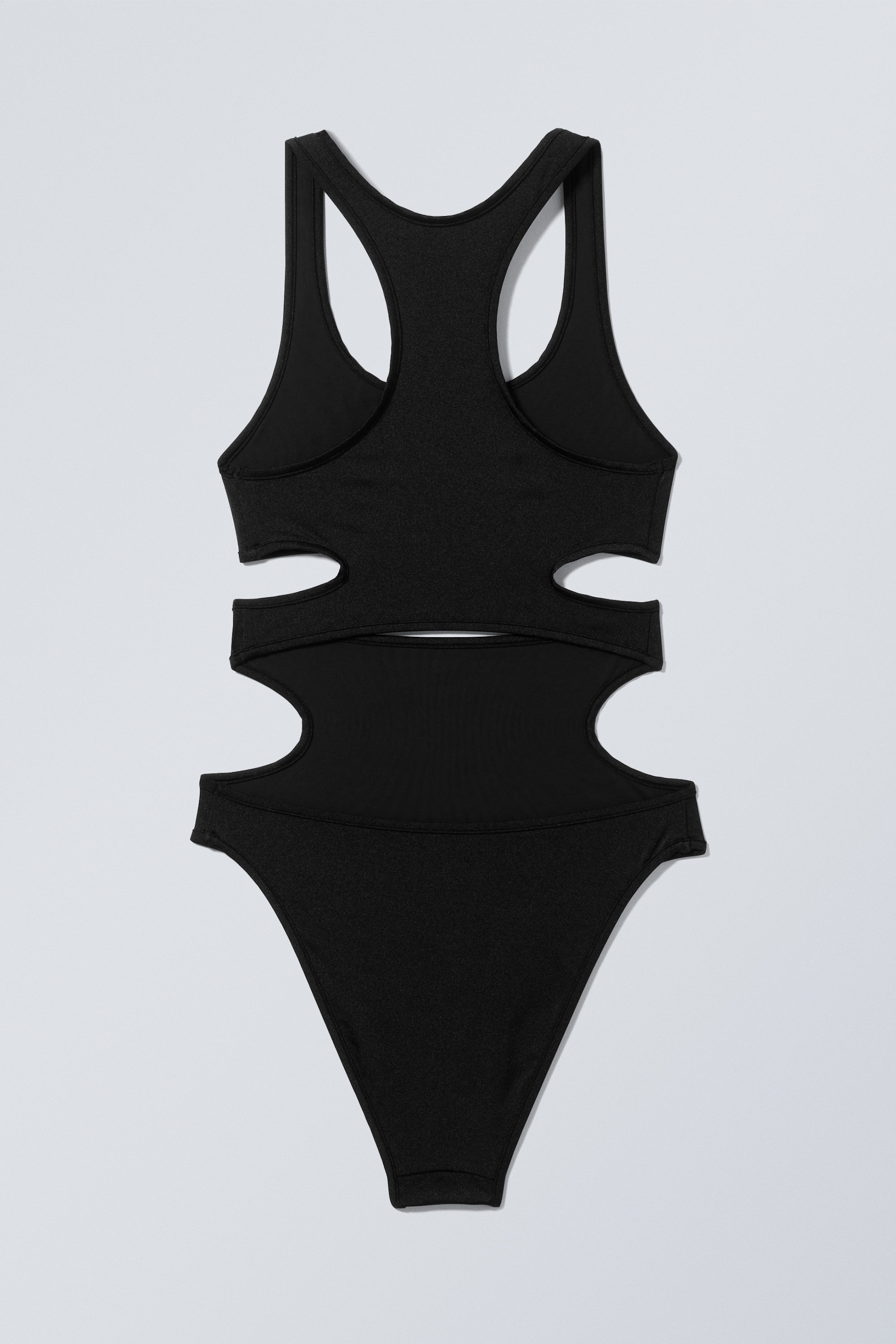 Schwarz - Nylon-Bodysuit mit Cut-outs - 1