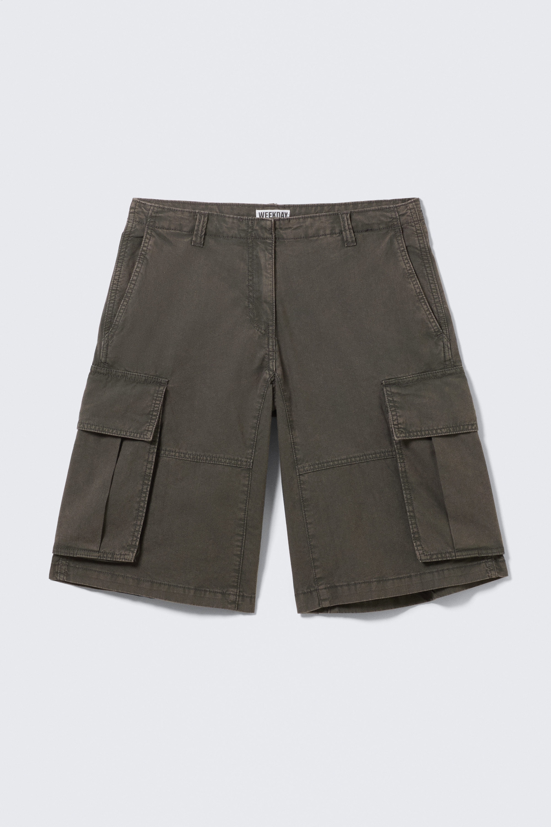 Washed Dark Grey - Loose Low Rise Cargo Shorts - 5