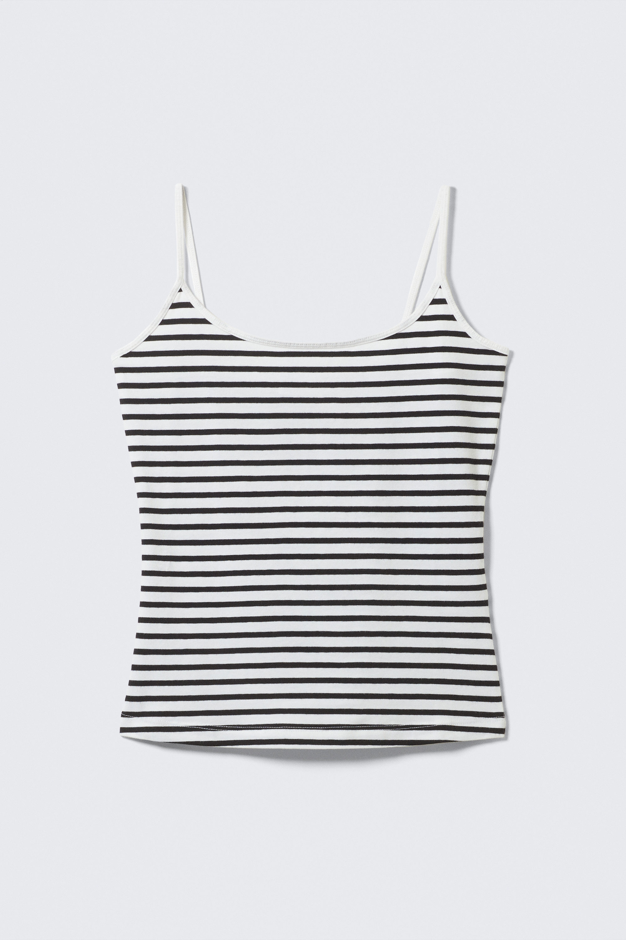 Black & White Stripe - Fitted Strappy Scoop Neck Singlet - 4