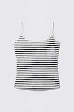 Black & White Stripe - Fitted Strappy Scoop Neck Singlet - 0